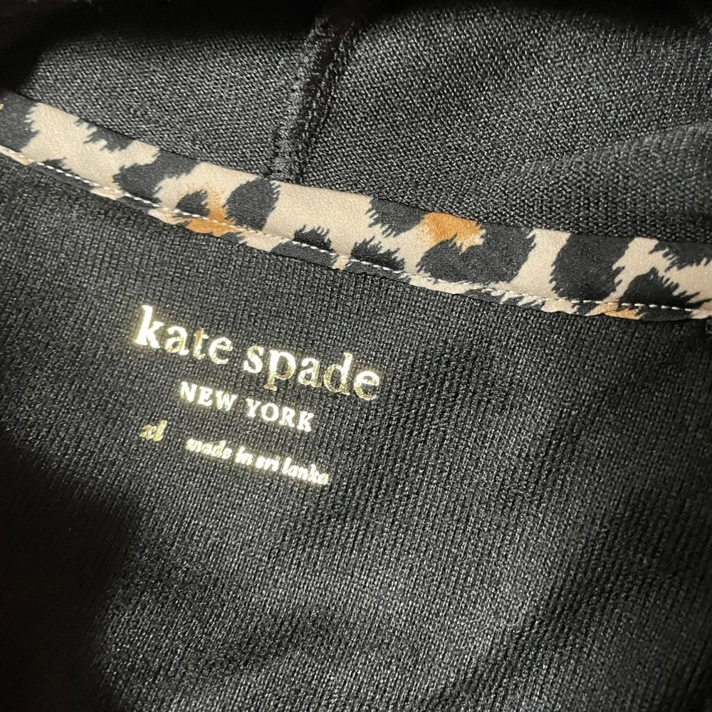 kate spade Black Hoodie with Leopard Trim